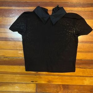 Widow black mesh collared t shirt